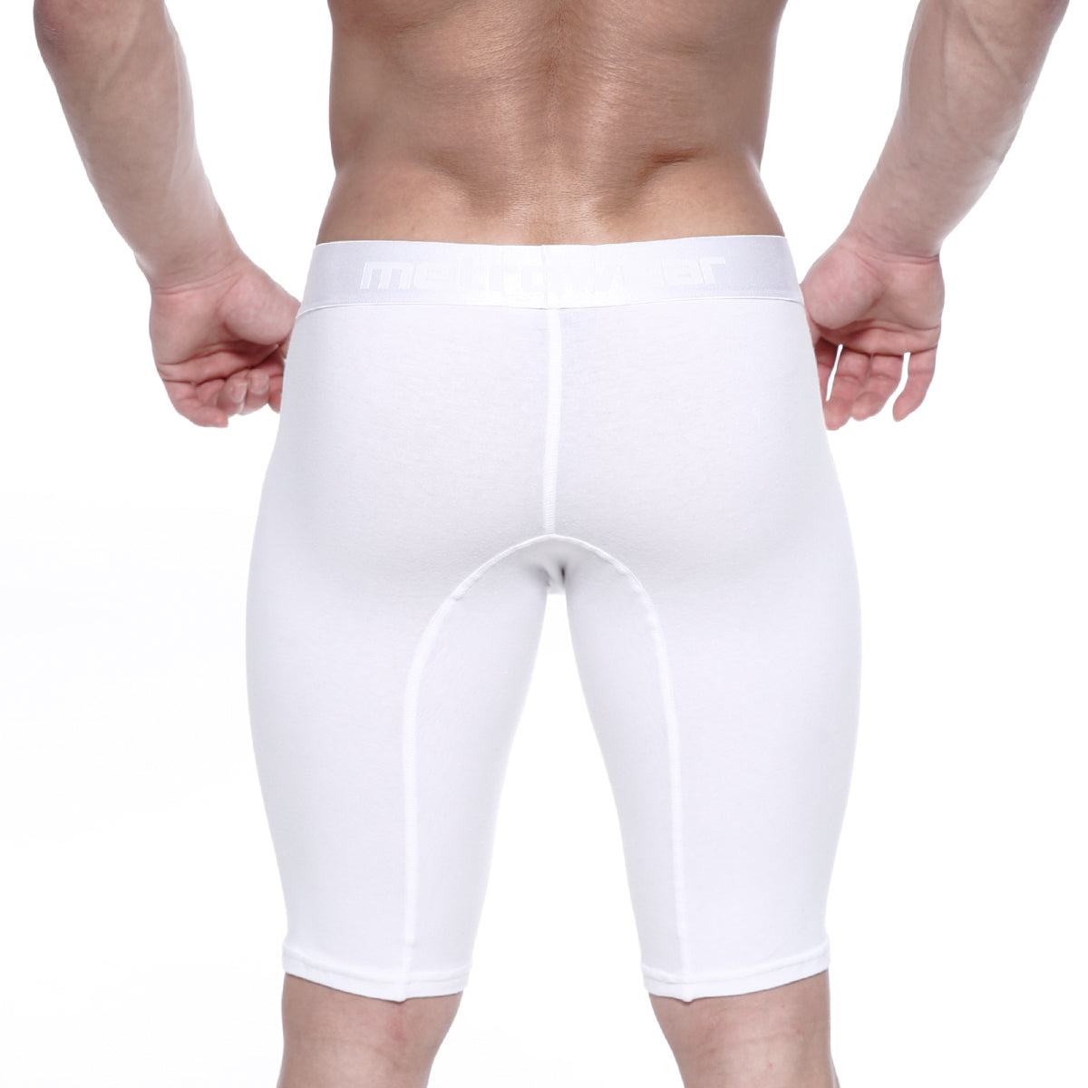 White athletic cotton shorts metro male wear cotton long short 15 inch crystal with snug fit and subtle seams