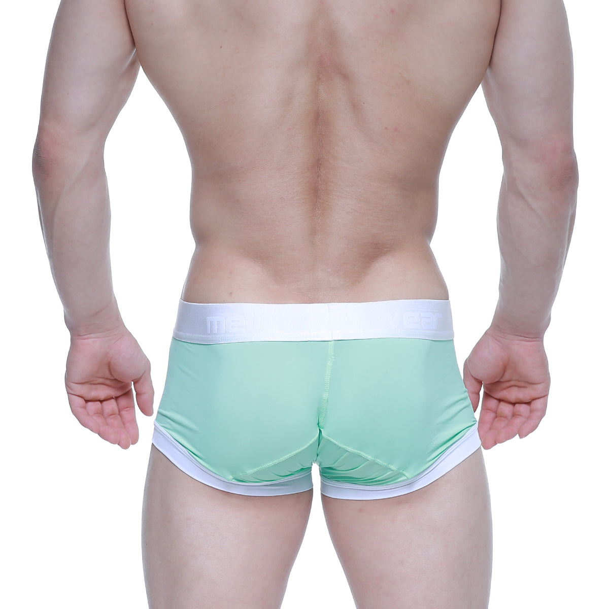 MetroMalewear crema boxer brief green 3026-07 mint green and white snug fit athletic briefs with elastic waistband