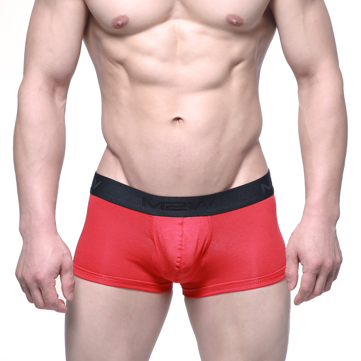 Red mens briefs with a black elastic waistband featuring the mexx logo metroMaleWear Uphole short boxer red 3030-12