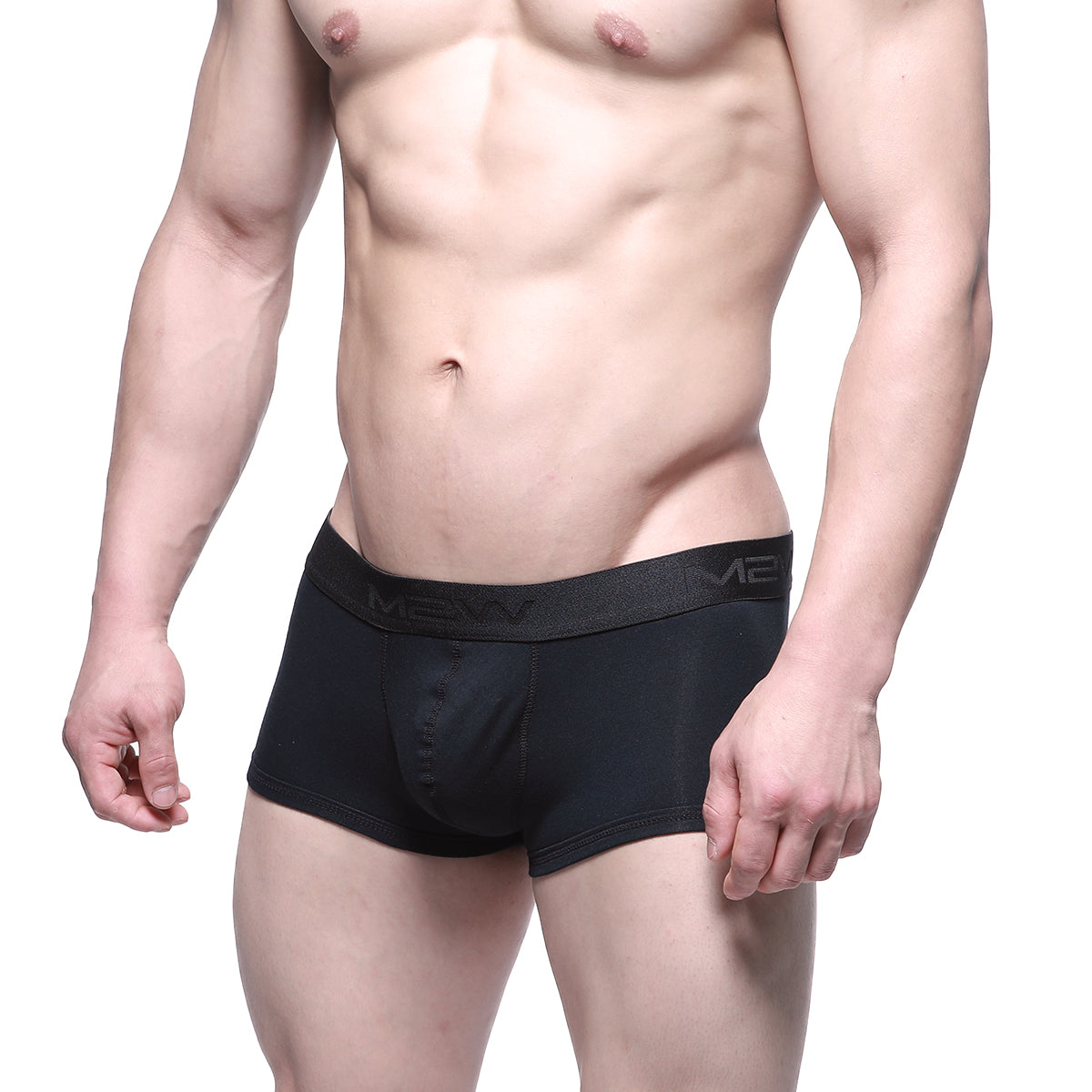 Black men’s briefs metro male wear uphole short boxer with subtle textured waistband and mev logo in black