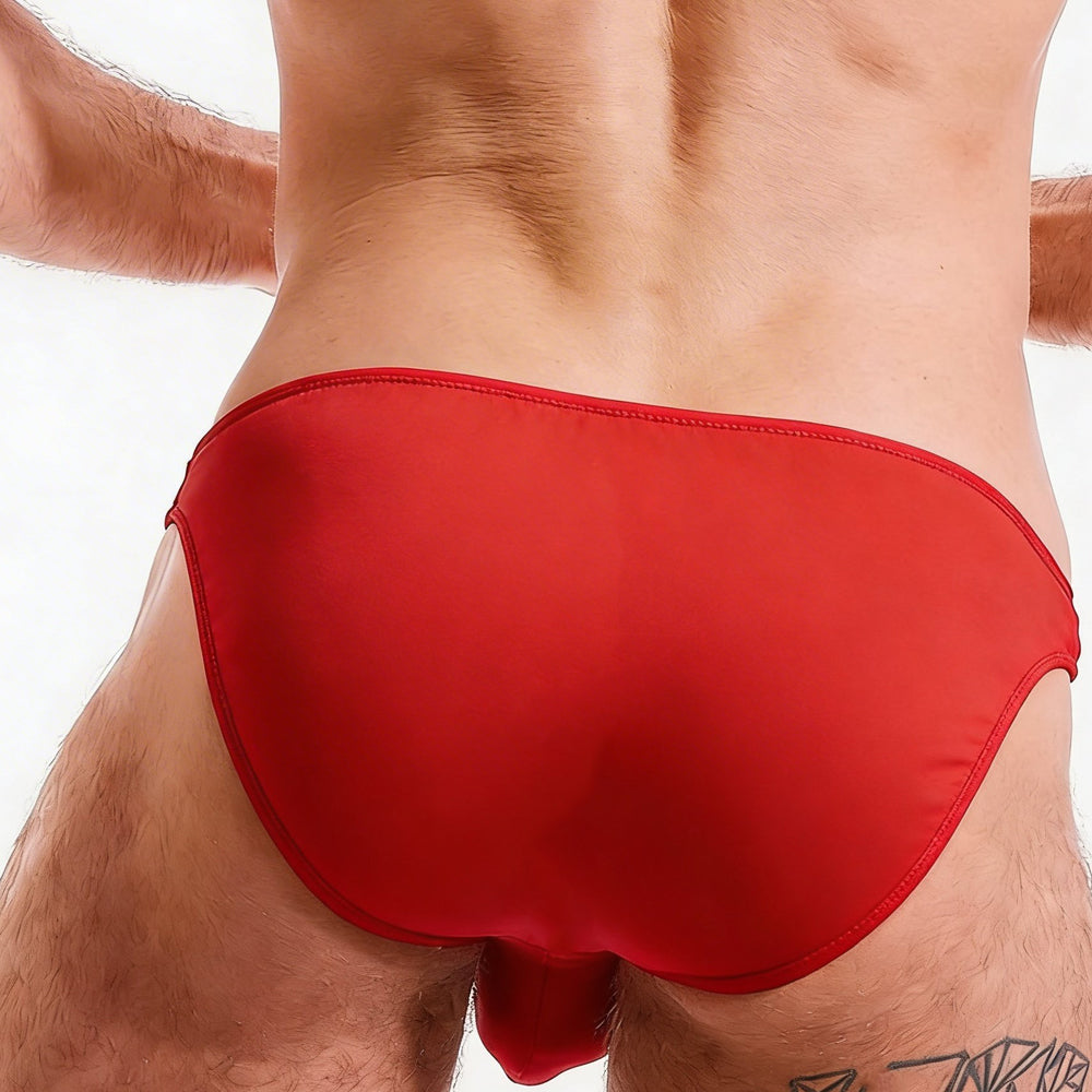 MetroMaleWear perfect scene cotton bikini red swim trunks with smooth texture, snug fit, and clean stitching