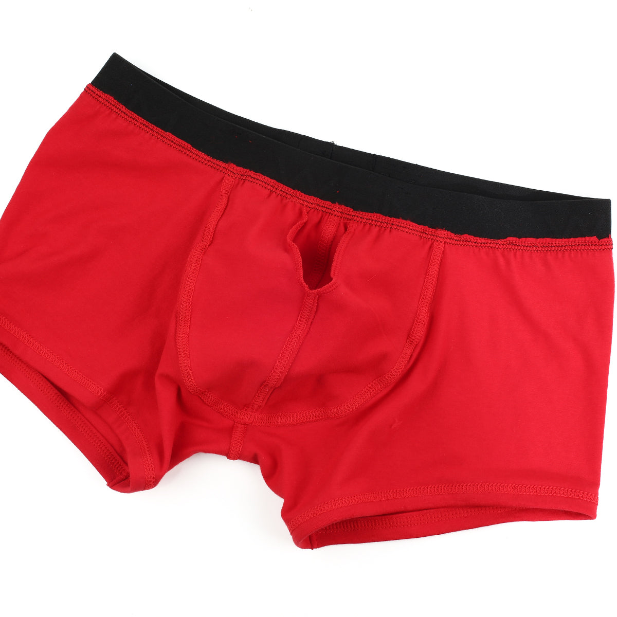 Red MetroMaleWear Avalon boxer briefs with black elastic waistband designed for comfortable daily wear