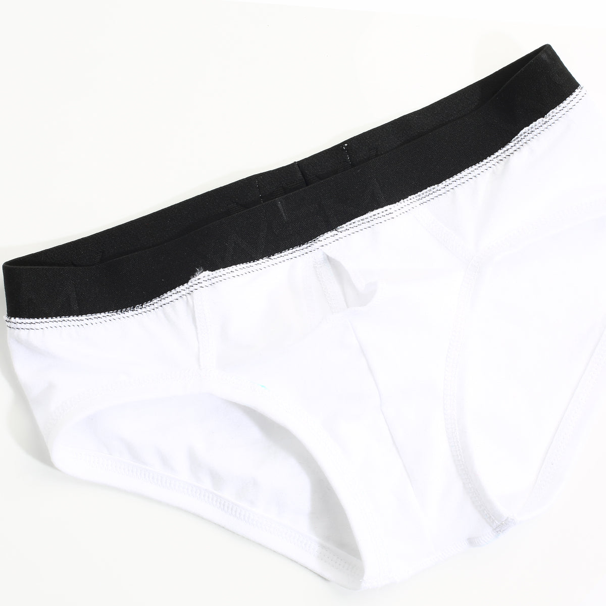 White briefs with a black elastic waistband metro male wear avalon brief white 3036-00 front view
