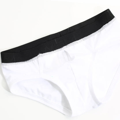 White briefs with a black elastic waistband metro male wear avalon brief white 3036-00 front view