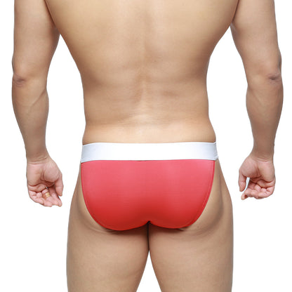 MetroMaleWear M2W pocket bikini red 3105-12 athletic briefs with red and white smooth form-fitting design