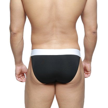 Black briefs with a white waistband metroMalewear m2w pocket bikini oscuridad 3105-22 in soft fabric