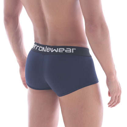 Navy blue mens briefs with black etronewear logo waistband metroMalewear pocket short boxer 3113-28