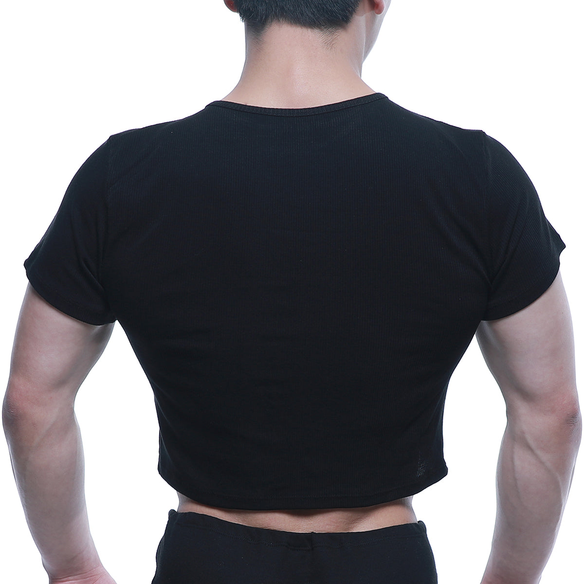 MetroMaleWear fit t-shirt black cropped short sleeve with ribbed neckline and hem in soft comfortable fabric
