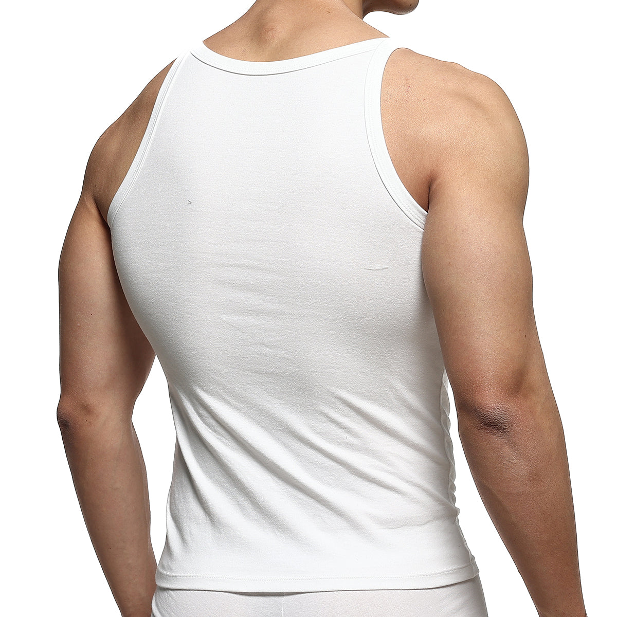 White cotton MetroMaleWear Modern Tank Top 3126-00 with seamless construction and simple round neckline