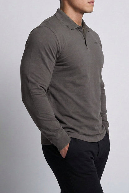 Jed North Men's Polo Button-Up Longsleeve - Cool Olive