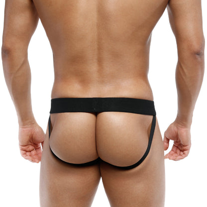 MetroMaleWear Deseo jock strap black thong underwear with wide waistband and thin side straps shown from the back