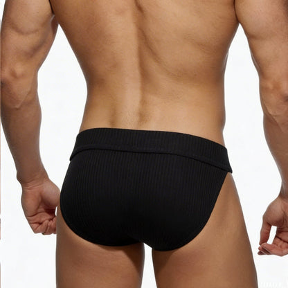 Metro malewear nacional bikini black ribbed briefs with a snug contoured fit for comfortable daily wear