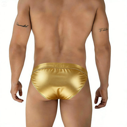 Shiny gold metallic briefs metro male wear deseo bikini metalic gold 3304-m21 showcasing sleek metallic fabric