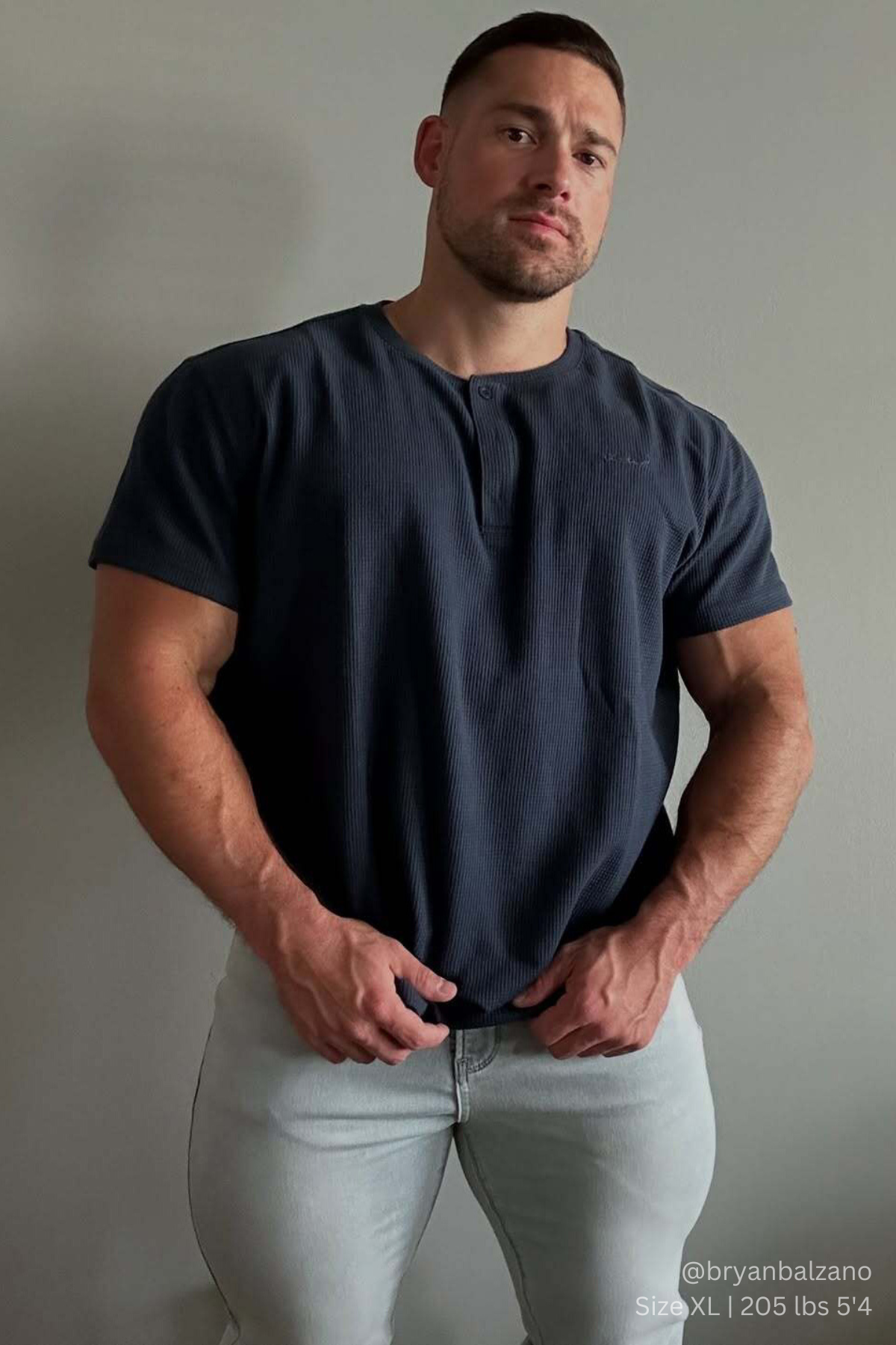 Jed North Men's Waffle Henley T-Shirt - Dusty Blue