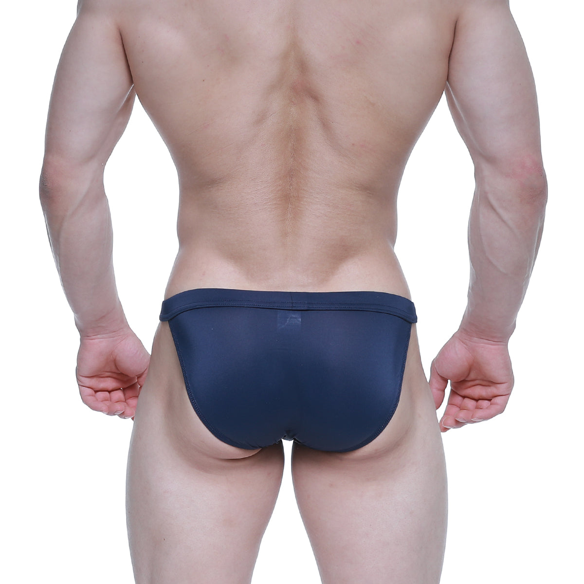 Navymalewear plano bikini briefs in dark blue mesh fabric designed for comfortable everyday wear
