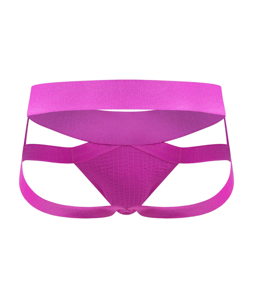 Men’s x jockstrap vibrant magenta athletic briefs with supportive textured fabric and wide elastic waistband front view