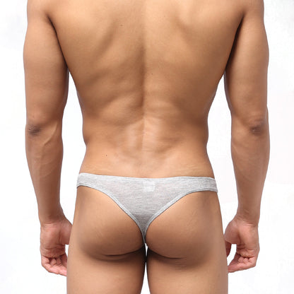 Gray heathered metroMaleWear bosillo half back bikini briefs with snug form-fitting design from the back side