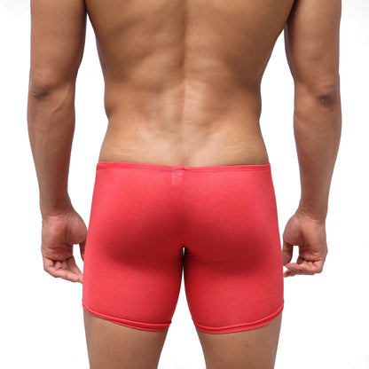 MetroMalewear Bosillo Long Boxer red athletic briefs with smooth stretchy fabric and clean-cut hemline