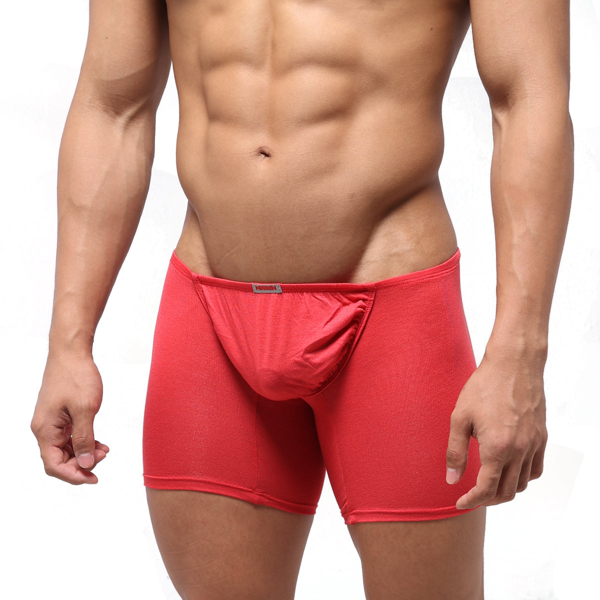 MetroMaleWear Bosillo long red men’s boxer briefs with contoured pouch and elastic waistband for comfort