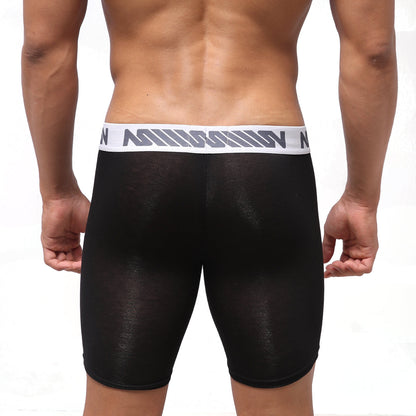 Black sheer athletic briefs with white waistband and gray stripes featuring nin logo metroMalewear bosillo bold boxer