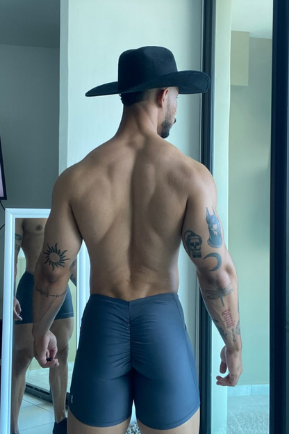 JJ Malibu Men's Lustrous Scrunch-Butt 4.5" Bike Shorts - Graphite