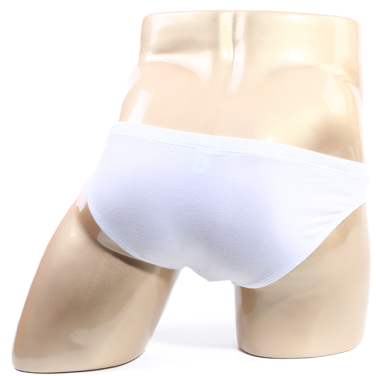 White cotton briefs displayed on a mannequin from metromalewear puente bikini blank 3603-06 collection