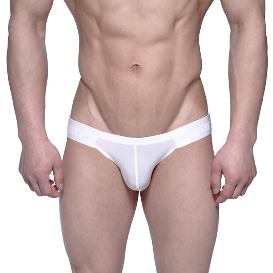 White metroMalewear puente bikini briefs with smooth seamless design and subtle waistband branding