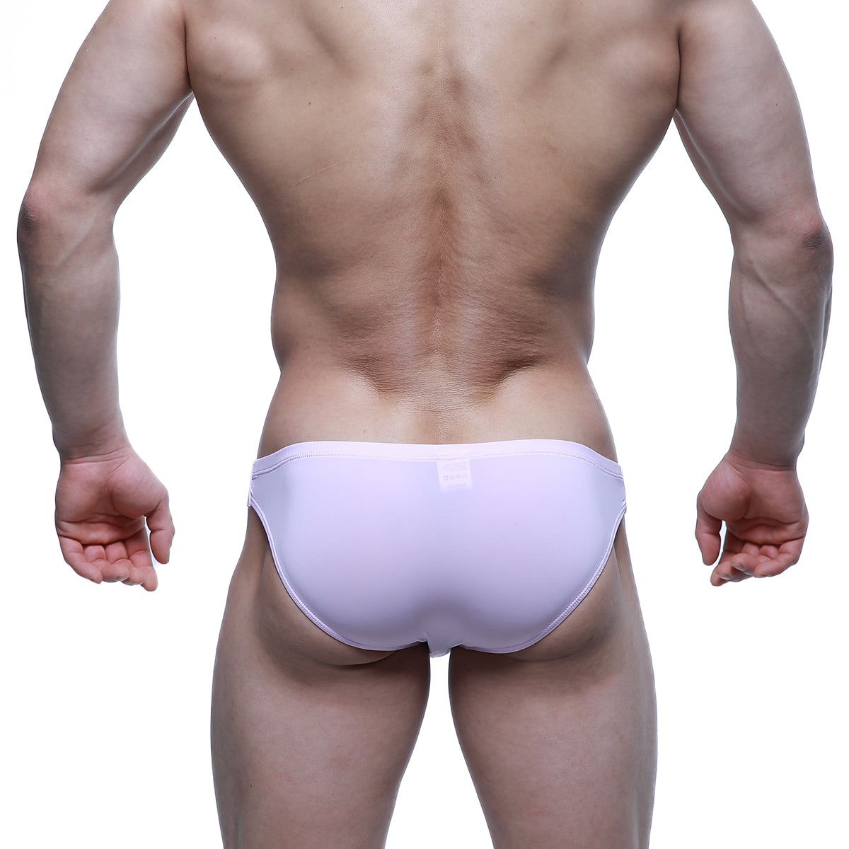 A sleek light purple metro malewear puente bikini brief with a smooth form fitting design for comfortable wear