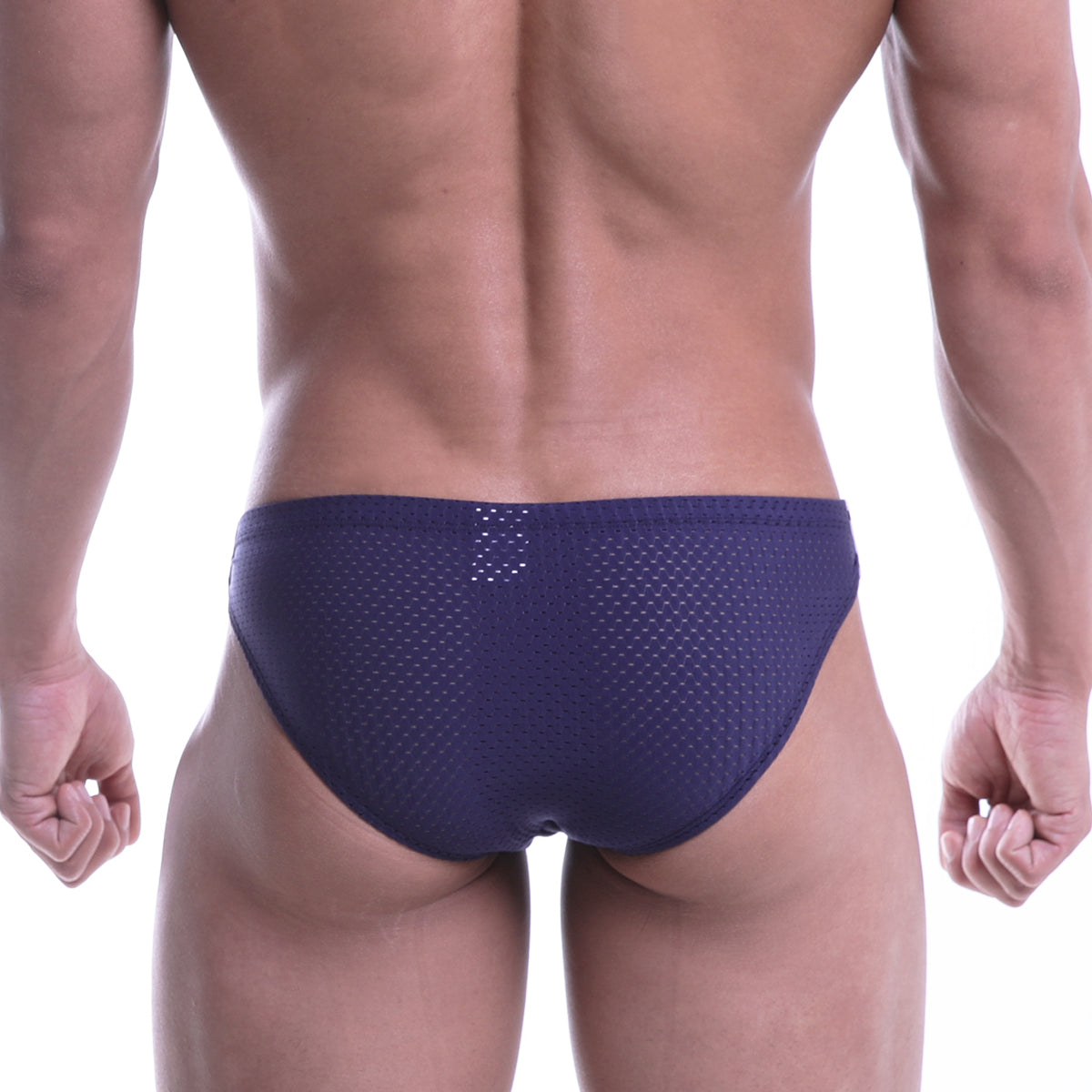 NavymaleWear puente bikini 3603-28 navy blue mesh briefs showcasing breathable lightweight fabric