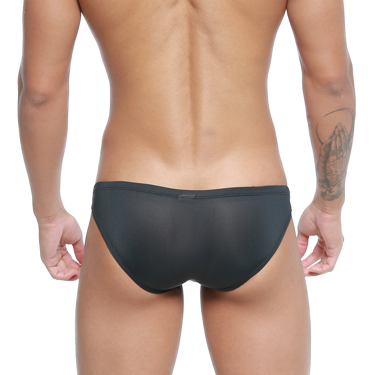 MetroMaleWear Malon bikini black sheer mesh briefs highlighting lightweight breathable fabric design