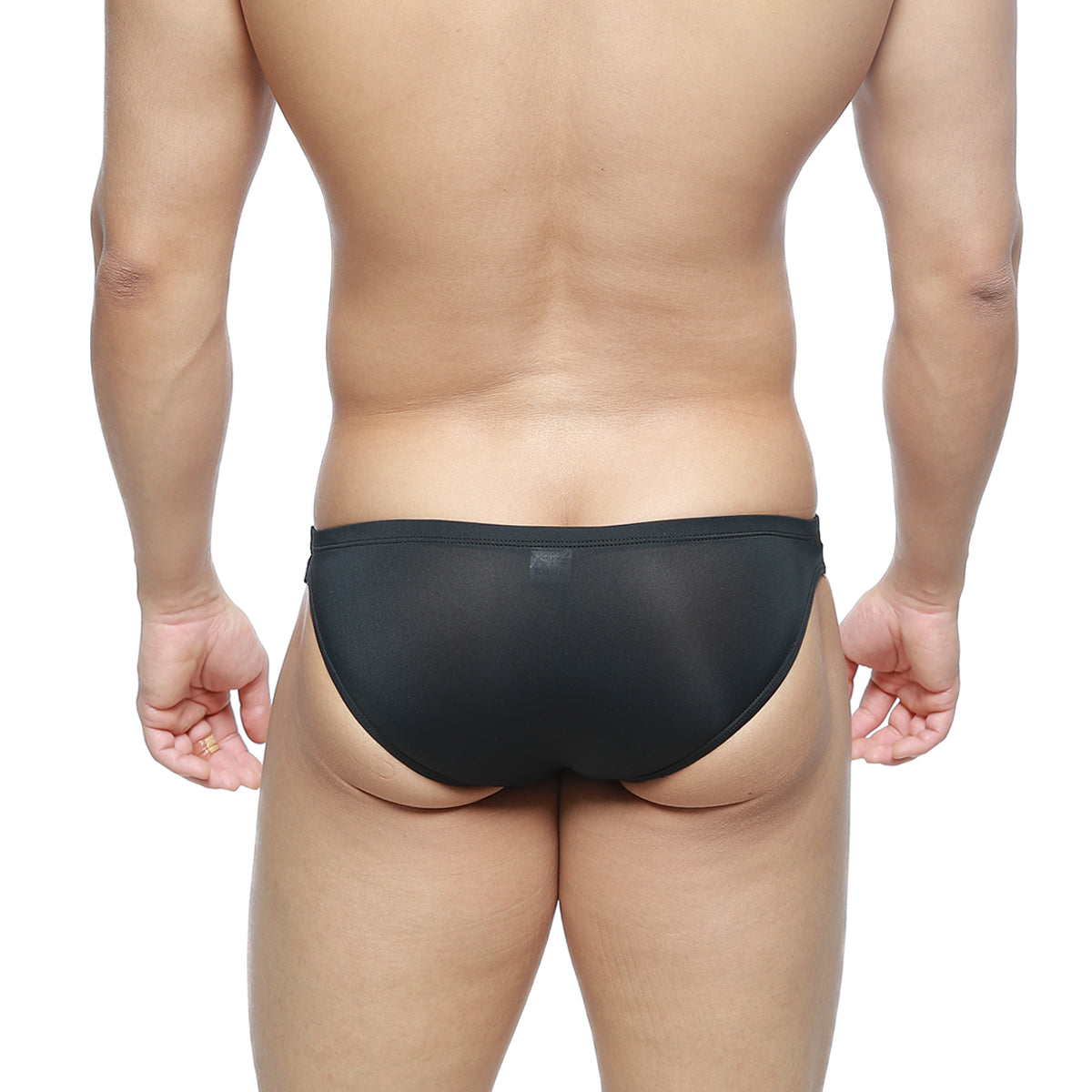 Black mesh briefs metroMalewear puente bikini passion 3603-43 sleek form fitting design front view
