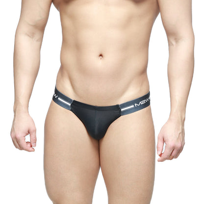 MetroMaleWear Brief 2.0 Black 3603-56 black mew brand thong with sleek fit and white logo stripes on waistband