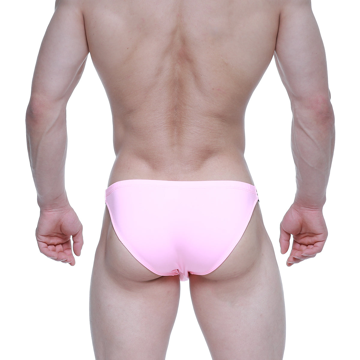 A sleek solid pink metro male wear sup bikini baby pink 3604-02 with smooth form-fitting design