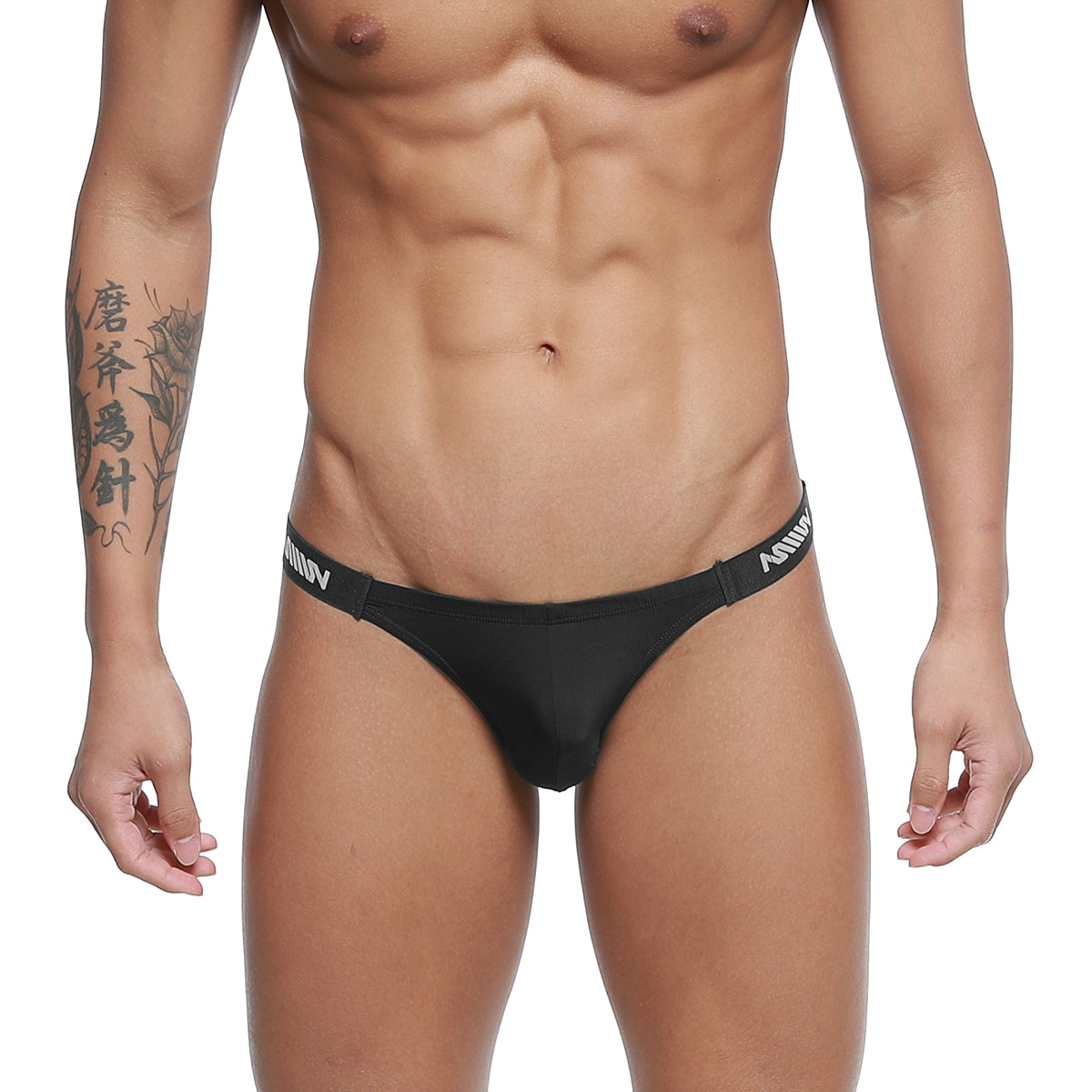 Metro male wear paleta bikini black briefs with a white logo waistband band for comfortable everyday wear
