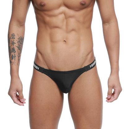 Metro male wear paleta bikini black briefs with a white logo waistband band for comfortable everyday wear