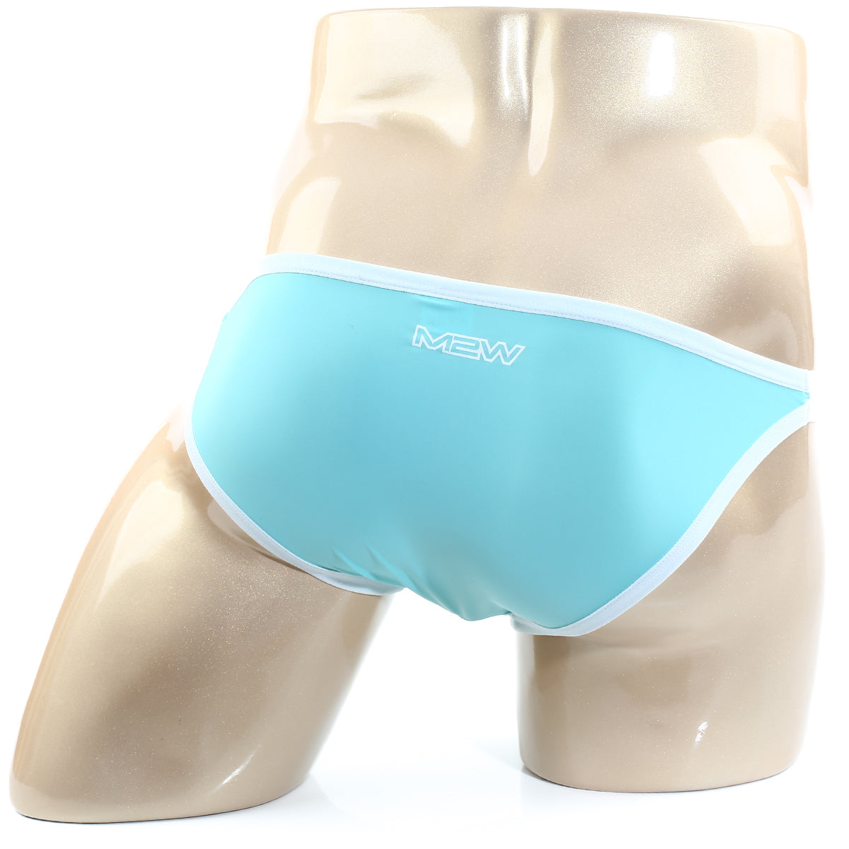 Light blue Mew brand briefs with white trim from MetroMaleWear Verano Bikini pastel green 3606-07 collection