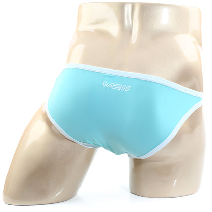 Light blue Mew brand briefs with white trim from MetroMaleWear Verano Bikini pastel green 3606-07 collection