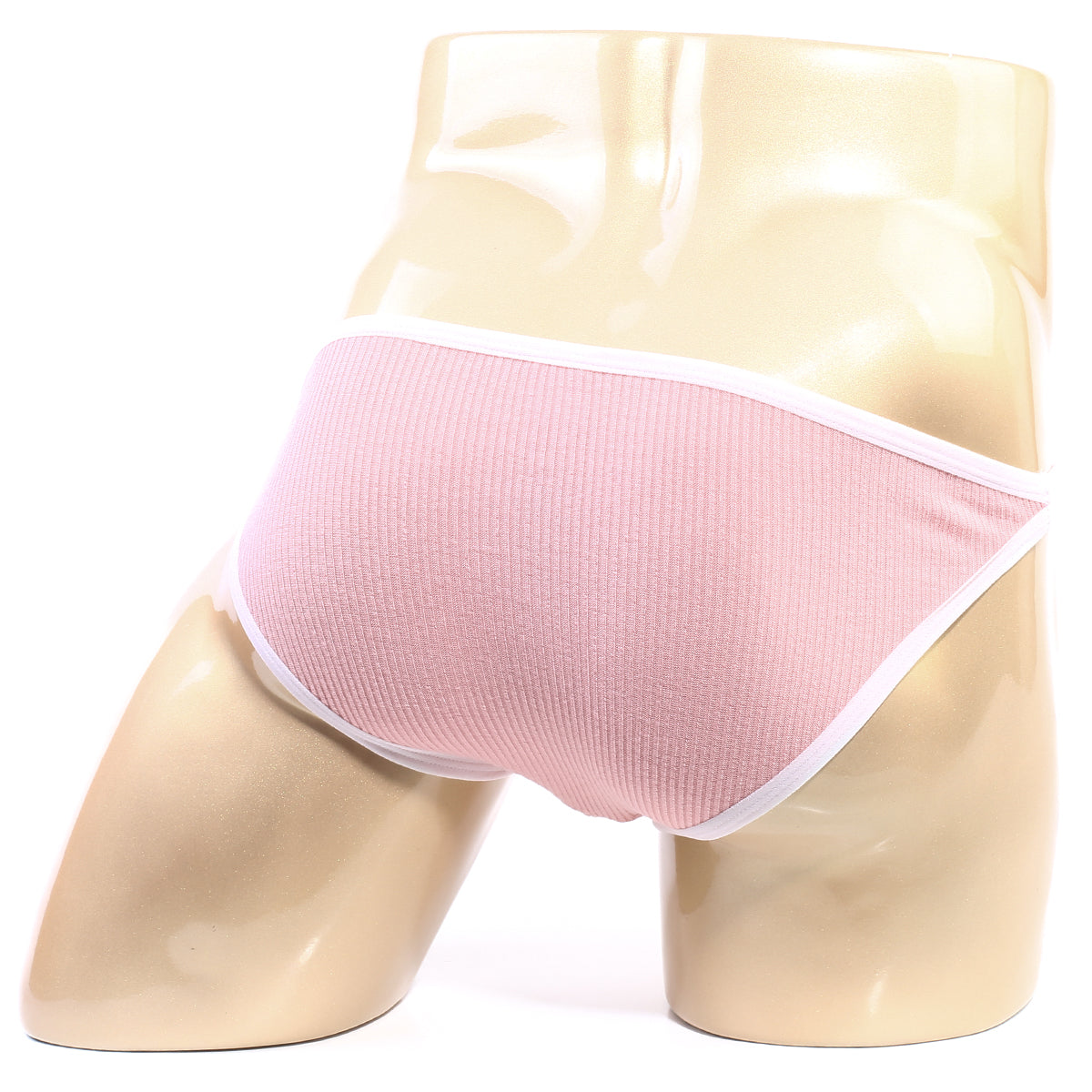 Pink ribbed briefs with white trim metro male wear moreno bikini pink 3607-02 in soft stretch fabric