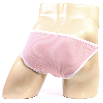 Pink ribbed briefs with white trim metro male wear moreno bikini pink 3607-02 in soft stretch fabric