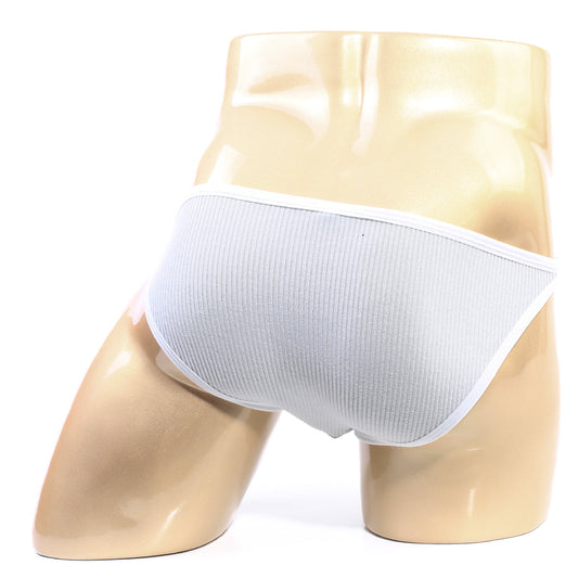White ribbed cotton briefs with a clean minimalist design from metroMalewear moreno bikini gray 3607-10 collection