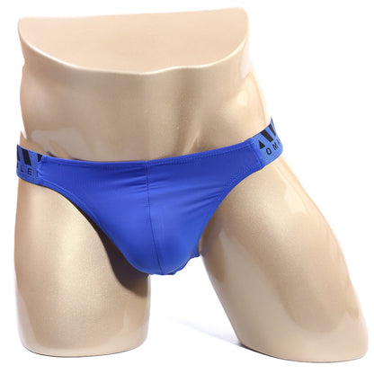 Bright blue mens briefs metroMalewear inferno bikini with black logo waistband for comfortable everyday wear