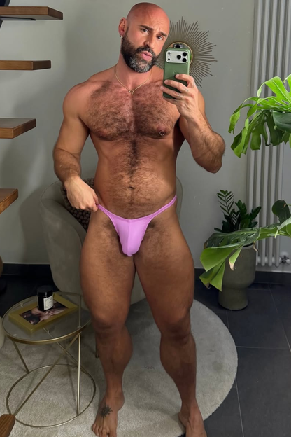 JJ Malibu Men's Soft Vegan Leather Scrunch-Butt Briefs - Pink
