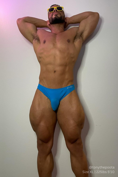 JJ Malibu Men's After-Hours Silky Seamless Briefs - Neon Blue
