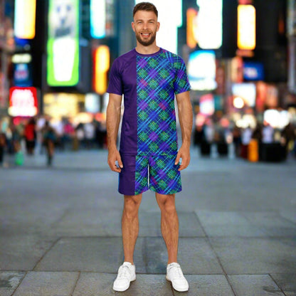 Maris Equi Blue Tartan Shorts And Top Set For Men