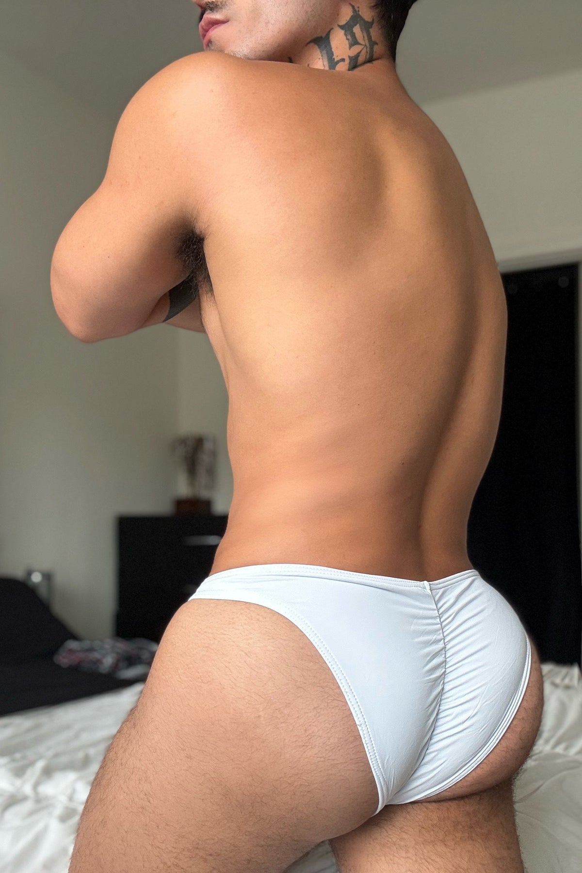 JJ Malibu Men's Classic Scrunch-Butt Swim Briefs - Polar White