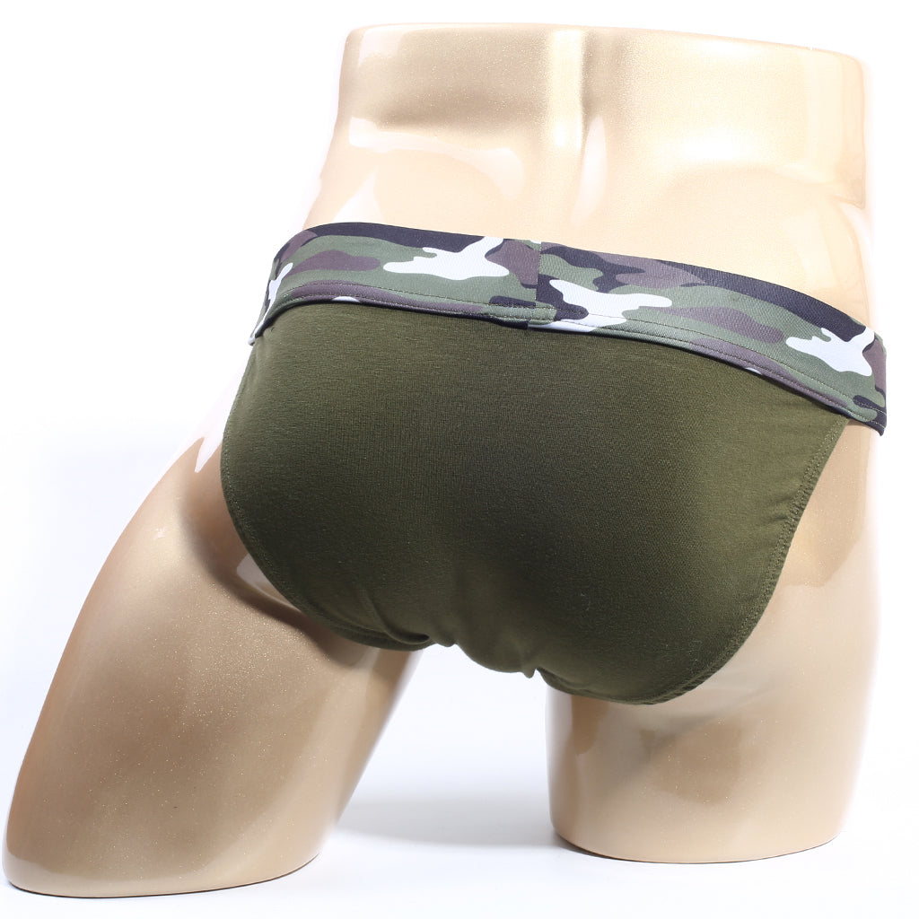 Metro male wear camp bikini dark green 3904-26 olive green camouflage elastic fabric underwear