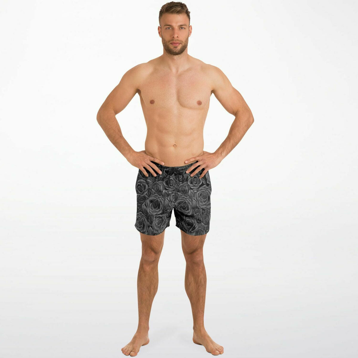 Maris Equi Black Rose Goth Emo Men's Swim Shorts