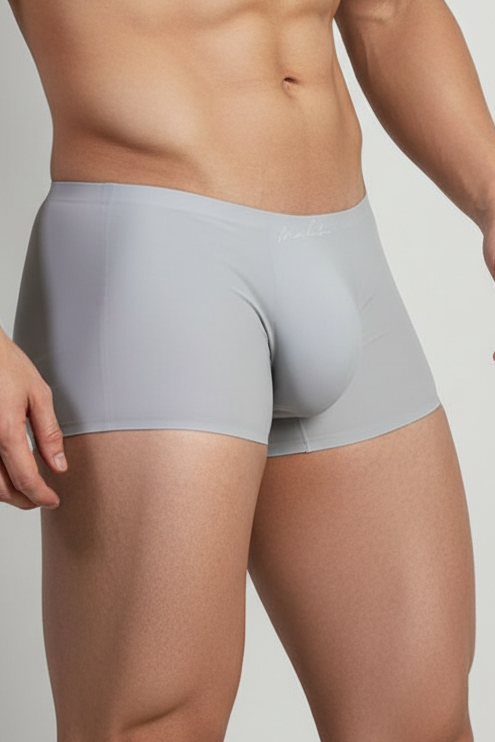 JJ Malibu Men's Come-Over Silky Seamless Boxer Briefs - Fog Grey