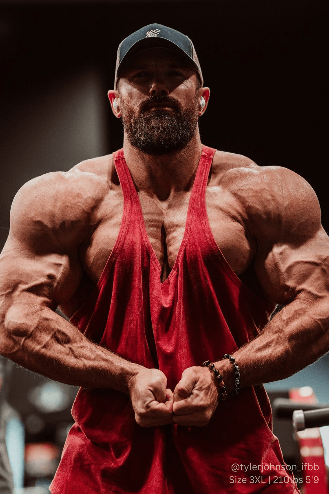 Jed North Men's Retro Washed Bodybuilding Stringer - Crimson