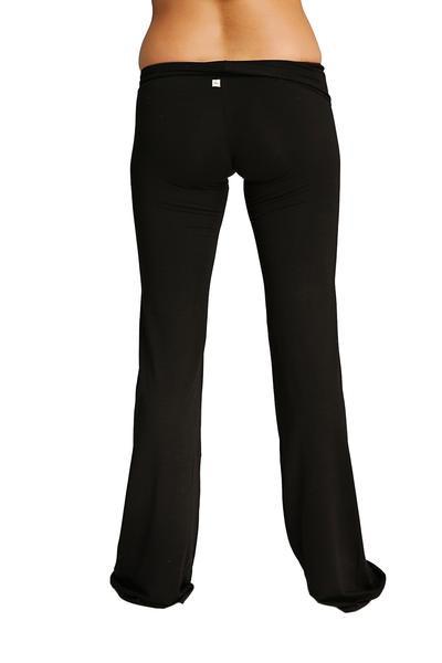 Black soft fabric 4-rth womens classic yoga pants with comfortable elastic waistband for flexible workouts